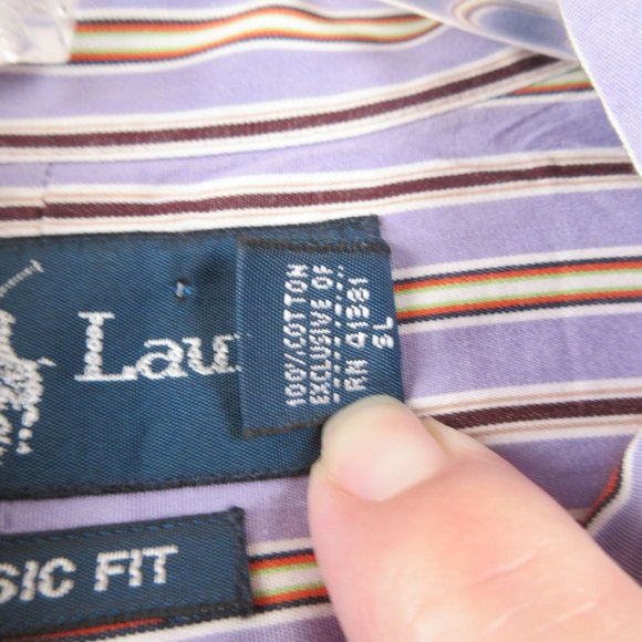 Ralph Lauren Classic Striped Casual Button Down Shirt Size 17 Long Sleeve - Picture 8 of 12